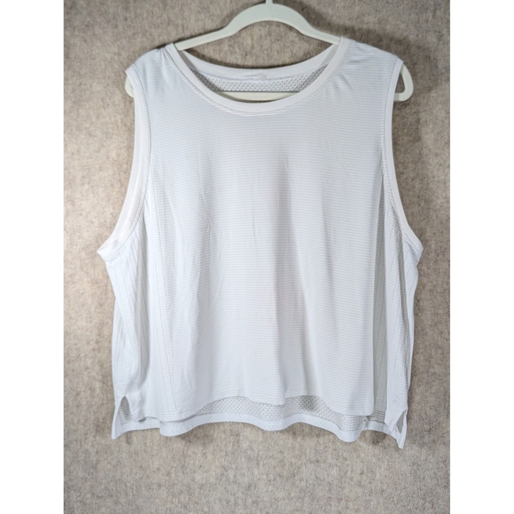 Lululemon Train to Be Tank Top White Mesh Athletic Sleeveless Shirt Size 14